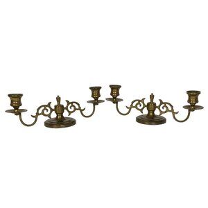 Vintage Baldwin Brass Double Taper Candle Holders Pair Elegant Timeless Decor